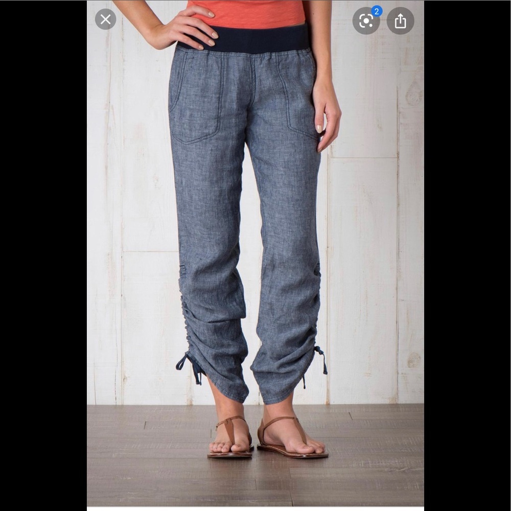 Toad&Co Blue Lina Pants 100% Linen